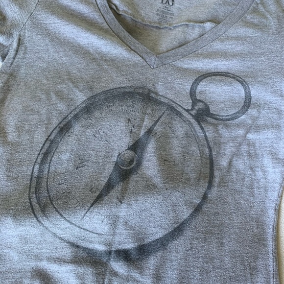 DC Grey V-Neck T-Shirt with Compass Print - Picture 7 of 8